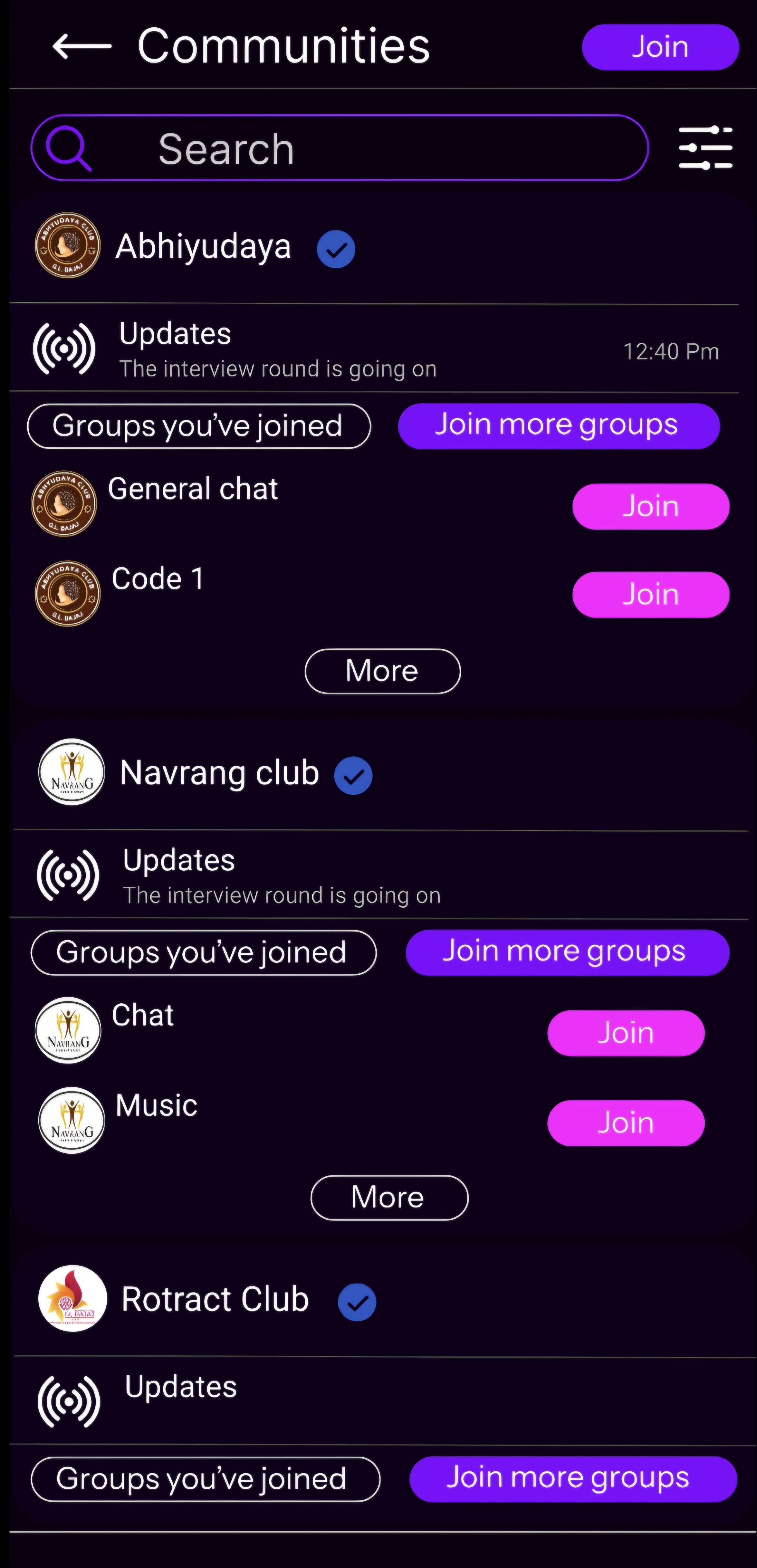 Communities screenshot